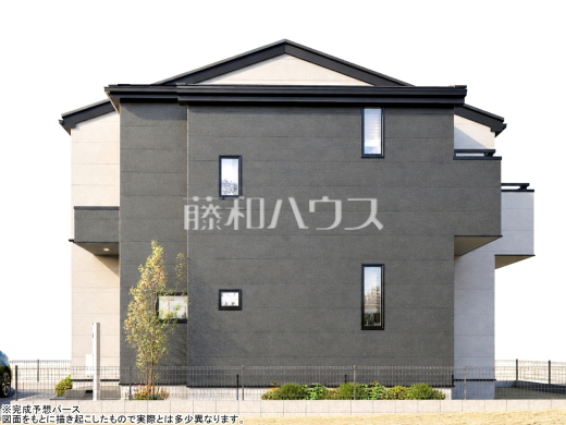 建物プラン例（パース・外観）　【東村山市恩多町５丁目】　
[参考プラン] 
建物価格：1,650万円（税込）　建物面積：94.4m&sup2;