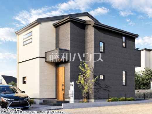 建物プラン例（パース・外観）　【東村山市恩多町５丁目】　
[参考プラン] 
建物価格：1,650万円（税込）　建物面積：94.4m&sup2;