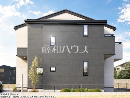 建物プラン例（パース・外観）　【東村山市恩多町５丁目】　
[参考プラン] 
建物価格：1,650万円（税込）　建物面積：94.4m&sup2;
