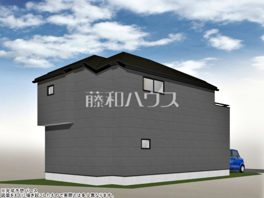 23号地　建物プラン例（北西パース・外観）　【東村山市恩多町５丁目】　
[参考プラン] 
建物価格：1,650万円（税込）　建物面積：91.5m&sup2;