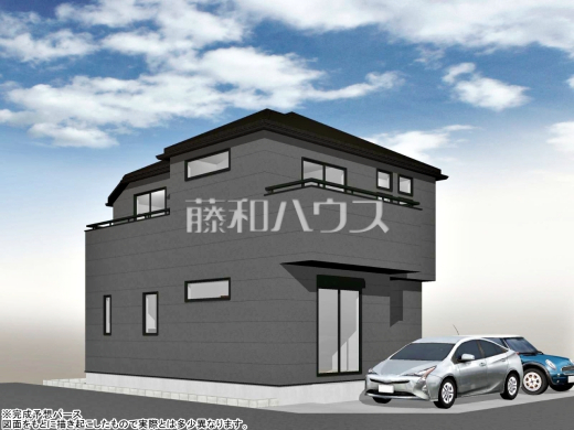 25号地　建物プラン例（南西パース・外観）　【東村山市恩多町５丁目】　
[参考プラン] 
建物価格：1,650万円（税込）　建物面積：97.71m&sup2;