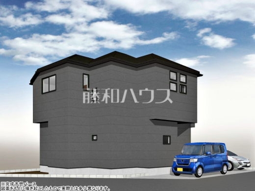 43号地　建物プラン例（北西パース・外観）　【東村山市恩多町５丁目】　
[参考プラン] 
建物価格：1,650万円（税込）　建物面積：96.26m&sup2;