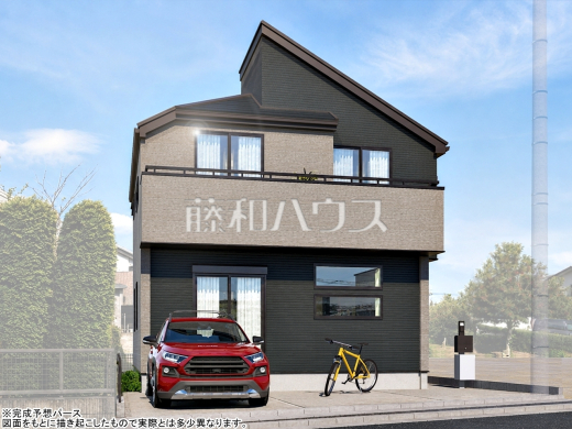44号地　建物プラン例（パース・外観）　【東村山市恩多町５丁目】　
[参考プラン] 
建物価格：1,650万円（税込）　建物面積：98.74m&sup2;