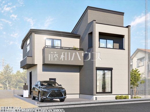 45号地　建物プラン例（パース・外観）　【東村山市恩多町５丁目】　
[参考プラン] 
建物価格：1,650万円（税込）　建物面積：97.91m&sup2;