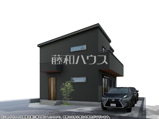 4号地　建物プラン例（パース・外観）　【東久留米市下里１丁目】　
[参考プラン] 
建物価格：2,046万円（税込）　建物面積：91.08m&sup2;
