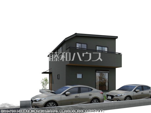 6号地　建物プラン例（パース・外観）　【東久留米市下里１丁目】　
[参考プラン] 
建物価格：1,947万円（税込）　建物面積：86.12m&sup2;