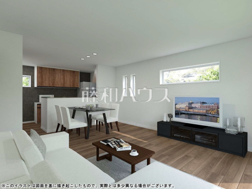 6号地　建物プラン例（パース・内観）　【東久留米市下里１丁目】　
[参考プラン] 
建物価格：1,947万円（税込）　建物面積：86.12m&sup2;