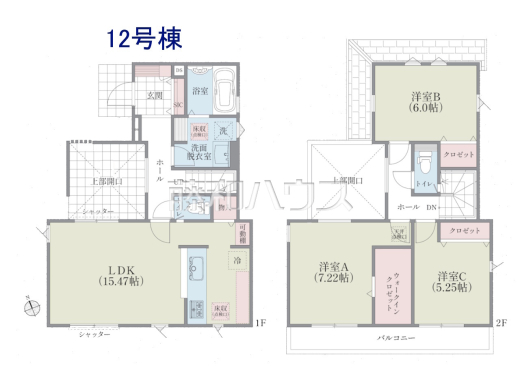 12号棟　間取図　【国立市谷保】