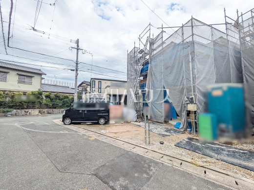 1号棟　接道状況および現場風景　【福岡市早良区次郎丸３丁目】