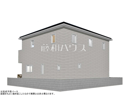 1号地　建物プラン例・北東（パース・外観）　【小平市小川町１丁目】　
[参考プラン] 
建物価格：2,288万円（税込）　建物面積：91.91m&sup2;