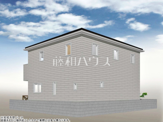 1号地　建物プラン例・北東（パース・外観）　【小平市小川町１丁目】　
[参考プラン] 
建物価格：2,288万円（税込）　建物面積：91.91m&sup2;