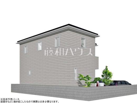 1号地　建物プラン例・北西（パース・外観）　【小平市小川町１丁目】　
[参考プラン] 
建物価格：2,288万円（税込）　建物面積：91.91m&sup2;