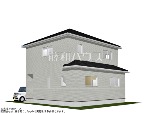 9号地　建物プラン例・南西側（パース・外観）　【小平市小川町１丁目】　
[参考プラン] 
建物価格：2,398万円（税込）　建物面積：99.36m&sup2;
