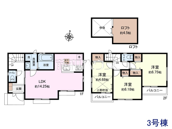 3号棟　間取図　【西東京市向台町１丁目】