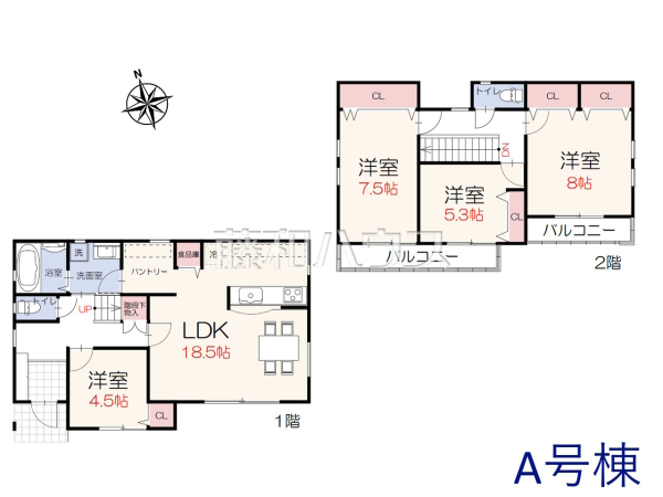 A号地　間取図　【所沢市大字上安松】