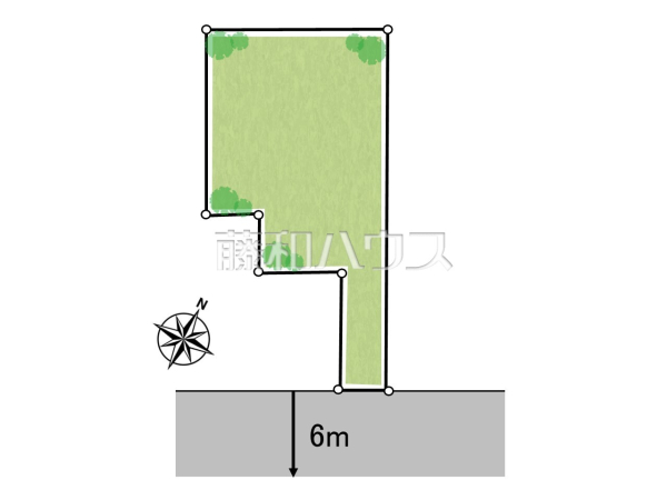 区画図　【日野市多摩平５丁目】旗竿地は、小さなお子様が急に道路に飛び出てしまうことを防ぎます。安心してお庭で遊ぶことができますね。