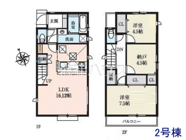 2号棟　間取図　【昭島市中神町１丁目】