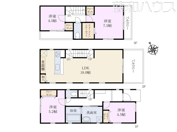建物プラン例（間取図）　【春日井市町屋町】　[参考プラン] 建物価格：2,000万円（税込）　建物面積：99.15m²