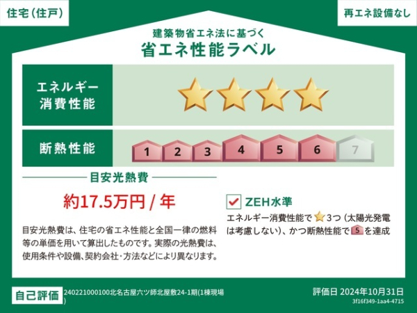 省エネ性能ラベル　【北名古屋市六ツ師北屋敷】