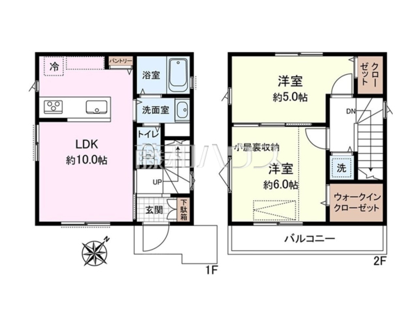 間取図　【国分寺市東戸倉１丁目】2LDK・バルコニー・各居室収納有の生活しやすい間取りとなっております！ぜひお気軽にお問合せ下さいませ、喜んでご案内いたします！
