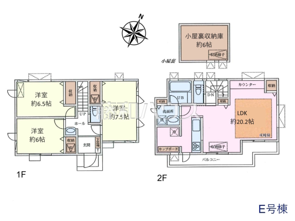  1階よりも光が差し込みやすい2階にリビングを設置することで、明るいリビングを実現！ 