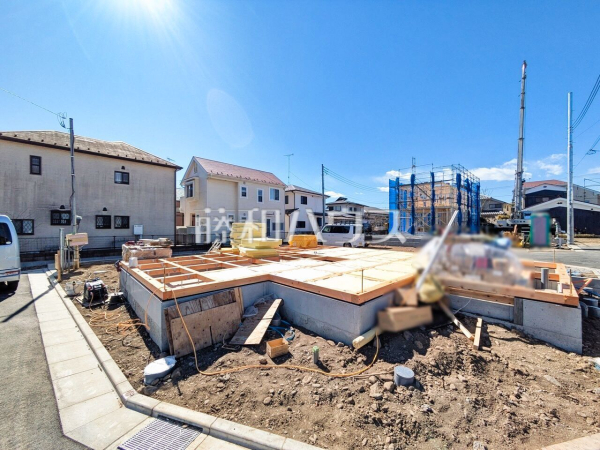 1号棟　外観　【昭島市中神町２丁目】現在建築中の物件です！物件の内部構造などは今しか見られません。完成前の状態もご確認ください。是非ご見学のお問合せを！