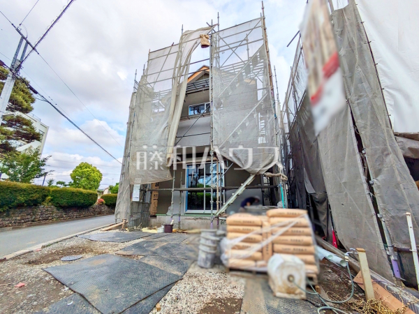 1号棟　外観　【昭島市緑町２丁目】ビルトイン食洗機や浴室乾燥機など、日々の生活を豊かに、暮らしを心地良くする先進の設備の新築戸建を建築中☆ 