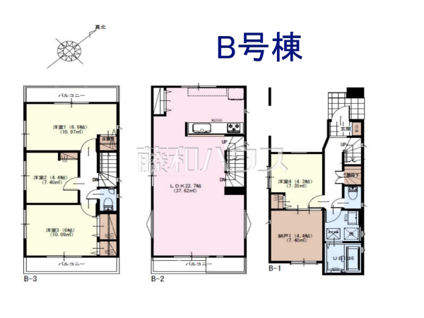 B号棟　間取図　【富士見市東みずほ台３丁目】
