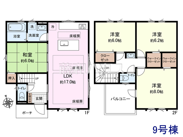 9号棟　間取図　【武蔵村山市中央３丁目】