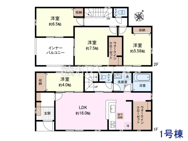 間取図　洋服選びが楽しいウォークインクローゼット♪　【所沢市東所沢３丁目】