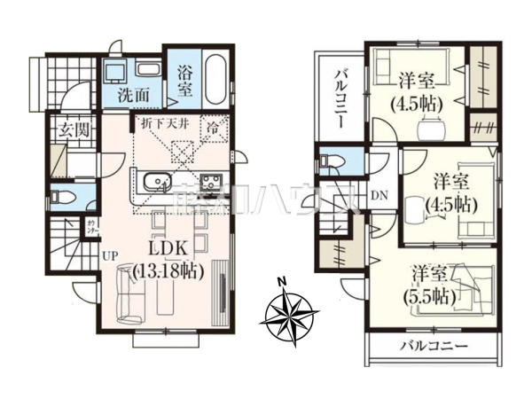間取図　【所沢市上新井５丁目】 平日のご案内も可能です。まずはお気軽にお問合せ下さいませ。 