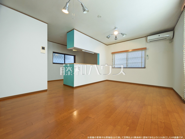 リビング　【立川市砂川町３丁目】お部屋の家具やお荷物をCGで消して空間をより具体的に認知できるようにCG加工したVR画像です。