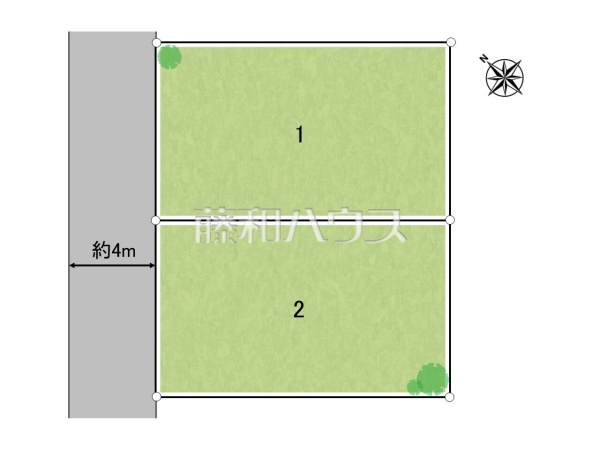 全体区画図　【昭島市拝島町４丁目】
綺麗な整形地のため、思い描いているイメージをカタチにしやすい土地　