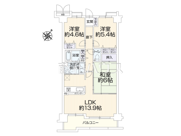 間取図　【ベルシャトゥ八王子台町】