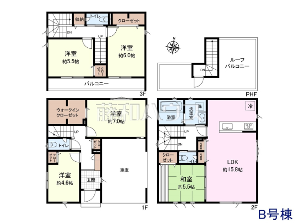 B号棟　間取図　【東久留米市南沢４丁目】 周辺環境はもちろん、日当たりや設備仕様など、実際に行ってみないと分からないことも多くございます。営業担当がご案内いたしますので、お気軽にお問い合わせください。  