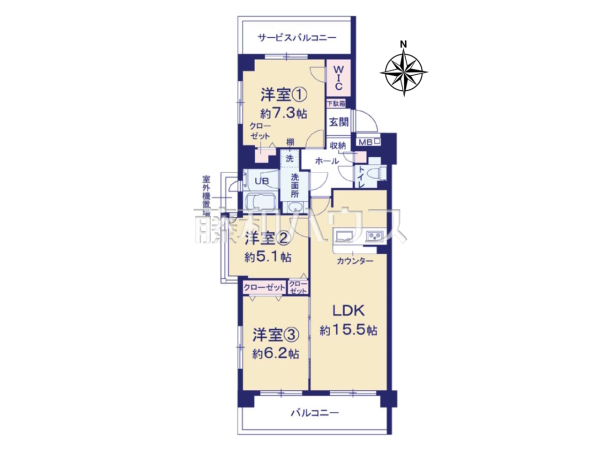 間取図　【ダイアパレスリバーサイド府中是政】
