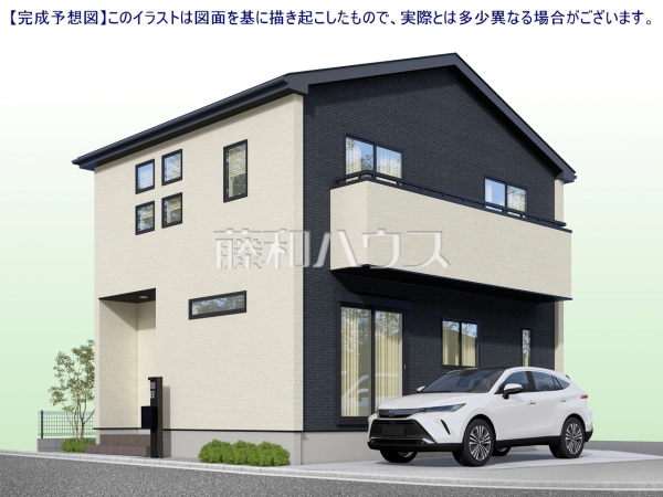 建物プラン例（パース・外観）　【練馬区田柄１丁目】　[参考プラン] 建物価格：1,800万円（税込）　建物面積：89.43m²