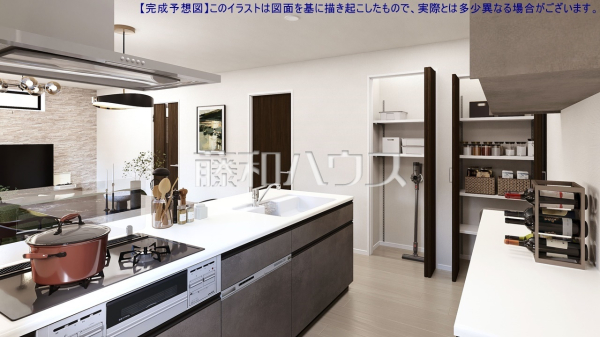 建物プラン例（パース・内観）　【練馬区田柄１丁目】　[参考プラン] 建物価格：1,800万円（税込）　建物面積：89.43m²