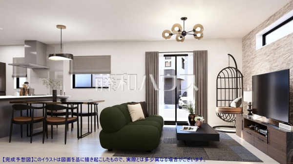 建物プラン例（パース・内観）　【練馬区田柄１丁目】　[参考プラン] 建物価格：1,800万円（税込）　建物面積：89.43m²