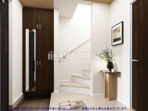 建物プラン例（パース・内観）　【練馬区田柄１丁目】　[参考プラン] 建物価格：1,800万円（税込）　建物面積：89.43m²