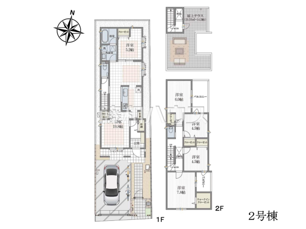 2号棟　間取図　【所沢市泉町】