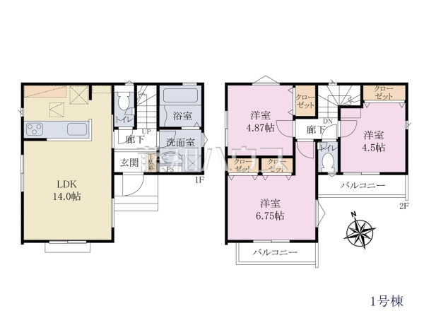 1号棟　間取図　【小金井市前原町２丁目】