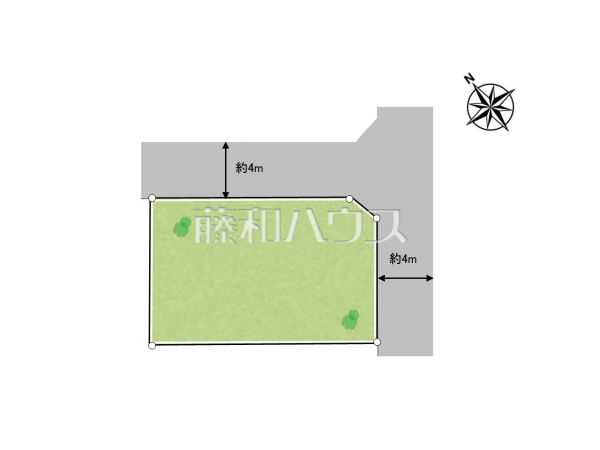 全体区画図　【東村山市青葉町３丁目】カースペース並列3台駐車可能！角地のため解放感があり、車の出し入れもしやすくなっています。