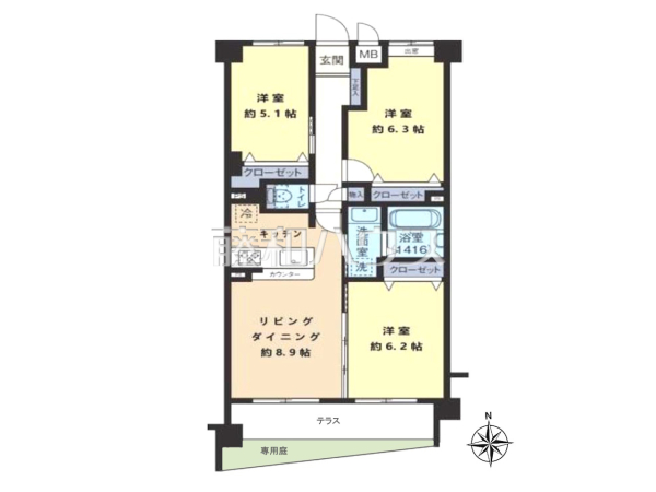 間取図　【ダイアパレスリバーサイド府中是政】