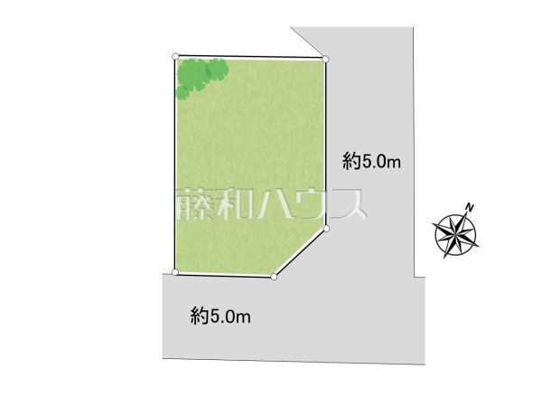 ≪全体区画図≫前面道路はゆとりの5m。車の出し入れも楽々です。【調布市飛田給３丁目】