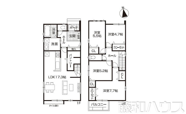 1号棟 間取図 【名古屋市北区福徳町5丁目】 1号棟 間取図 【名古屋市北区福徳町5丁目】