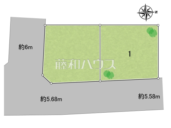 ≪全体区画図≫前面道路はゆとりの5.58m。車の出し入れも楽々です。【府中市幸町１丁目】