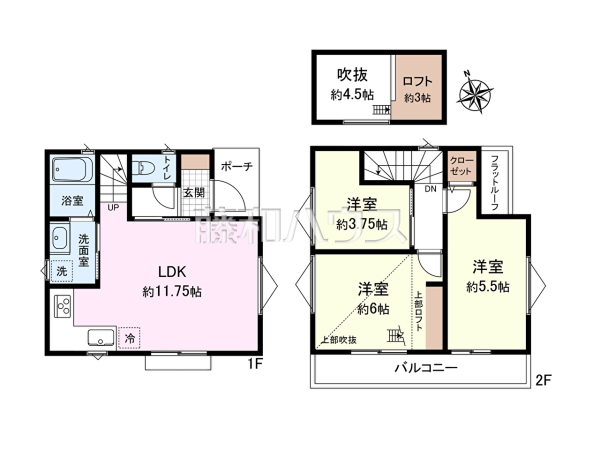 ≪間取図≫南向きバルコニーは洗濯物もよく乾きます♪　【府中市新町１丁目】