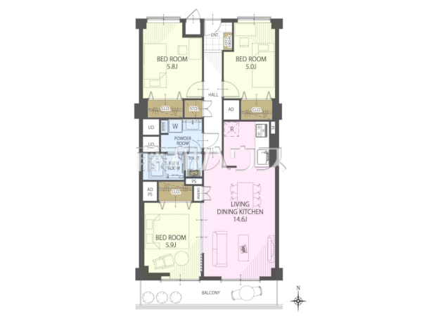 間取図　【日商岩井福陵マンション】