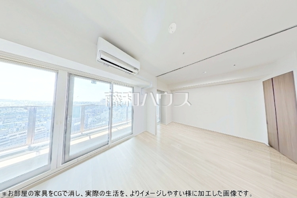 ≪リビング≫リビングと隣接した居室の間仕切りは、シーンに合わせて引き戸を開放し、一つの大きな空間にできる仕様です。【ブリリアタワー聖蹟桜ヶ丘ブルーミングレジデンス】　